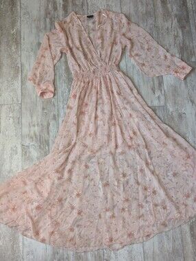 Kate And Lily Light Pink Floral Maxi Dress with Smocked Waist
